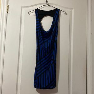 Blue and black backless dress